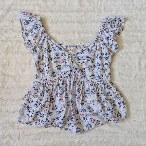 Japna Purple and Blue Ruffled Tie Front Blouse